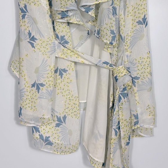 Ted Baker Gemmiaa Wrap Blouse Top With Ruffled Sleeves Size US6(UK2) Blue - Picture 6 of 11